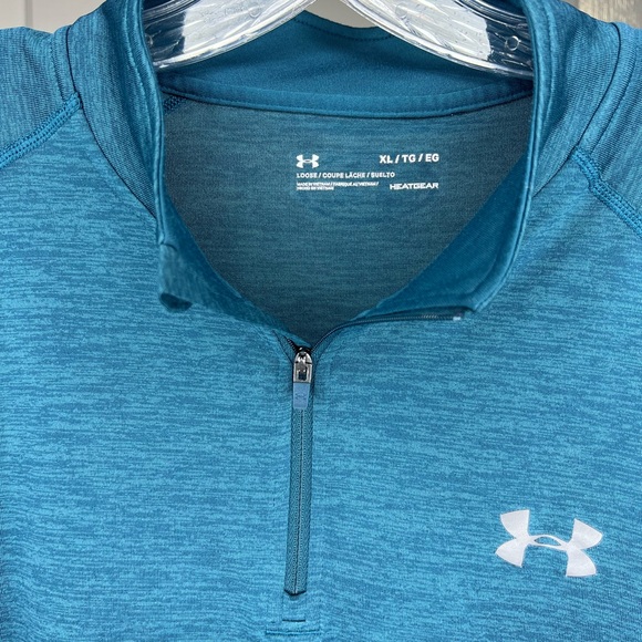 Under Armour Men’s 1/2 zip teal green long sleeve pullover loose fit XL - Picture 4 of 5